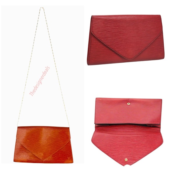 Auth LOUIS VUITTON  Red Brown Clutch - Picture 1 of 16